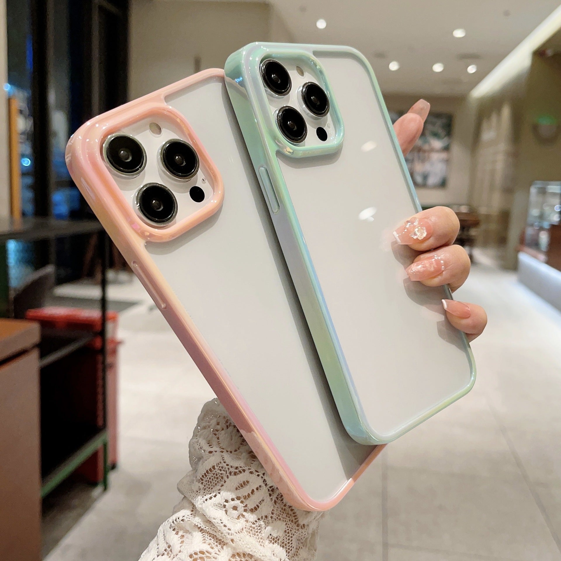 Transparent iPhone Case with Colorful Border