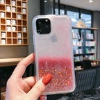 Venucases Pink iPhone  Case  Floating Liquid Quicksand Bling Sequin Glitter 3 in 1 Shockproof Hard PC Bumper Durable Full Body Protective Girls Women Cover-Clear - Venucases