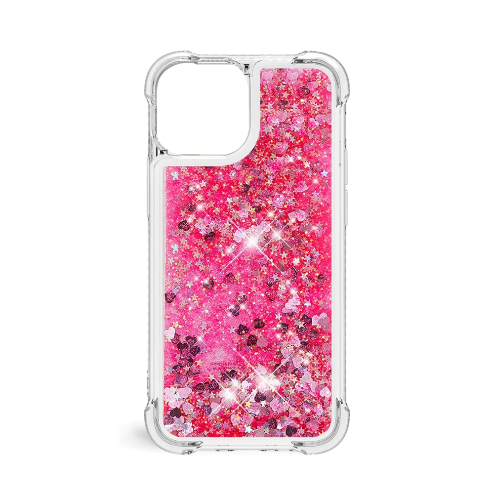 Venucases Pink iPhone  Case  Floating Liquid Quicksand Bling Sequin Glitter 3 in 1 Shockproof Hard PC Bumper Durable Full Body Protective Girls Women Cover-Clear - Venucases