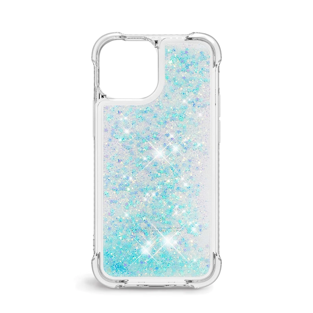 Venucases Blue iPhone  Case  Floating Liquid Quicksand Bling Sequin Glitter 3 in 1 Shockproof Hard PC Bumper Durable Full Body Protective Girls Women Cover-Clear - Venucases
