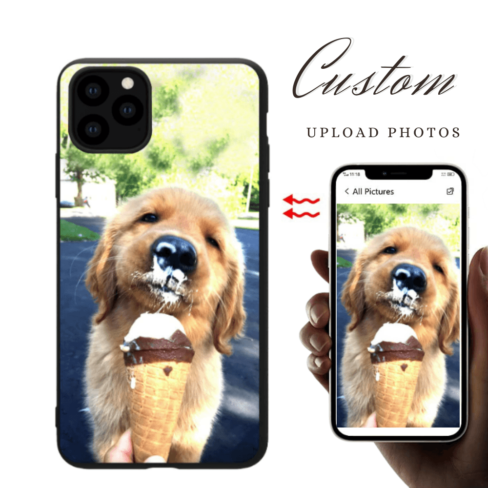 Customize Personalized Premium Tempered Glass Back Cover Case, Silicone Bumper Frame Shockproof Anti-Scratch Cover Case for Apple iPhone - Venucases