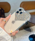 Venucacses Clear Glitter Phone Case for iPhone, 3D Heart Design Phone Case with Girly Brilliant Diamond Rhinestone Sparkle Heart Slim Soft Shockproof Case for Women - Venucases