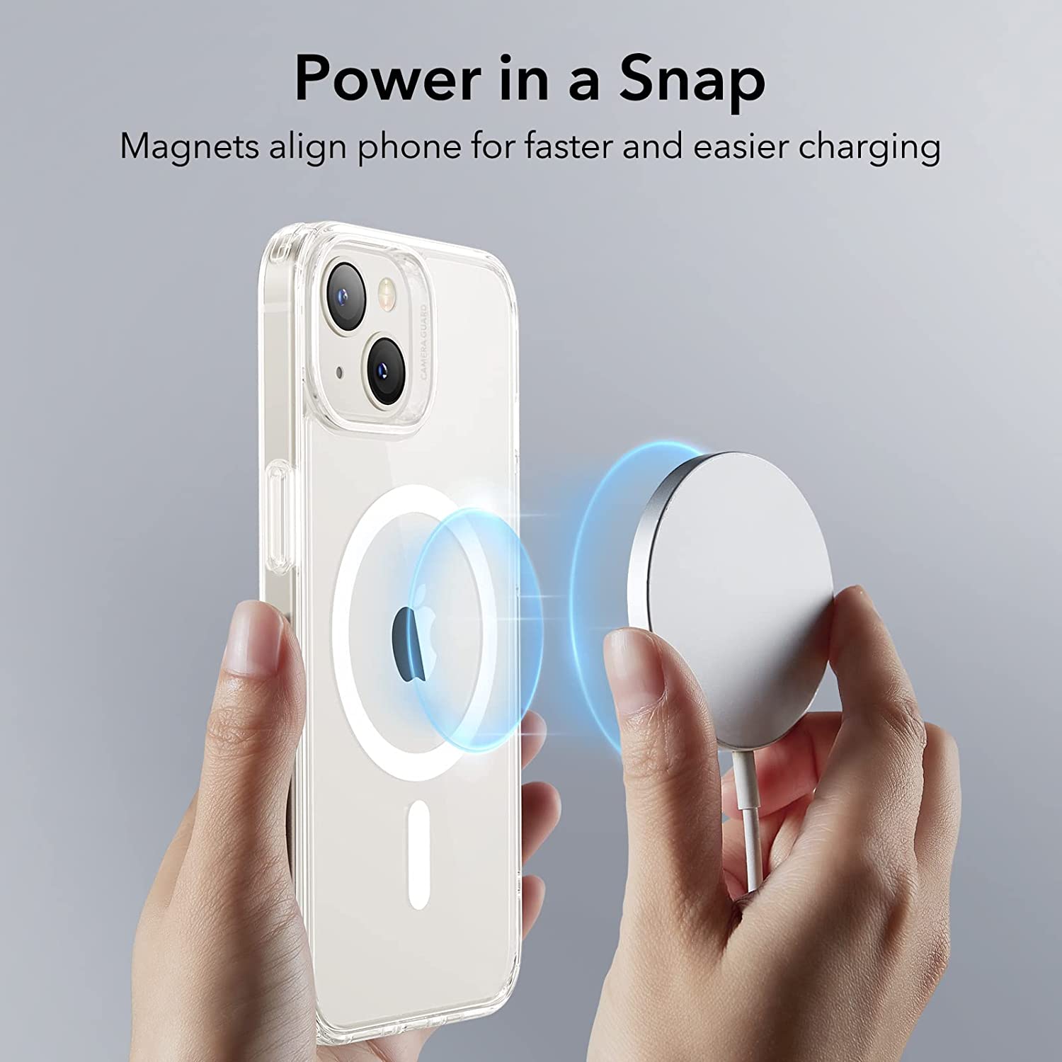 Venucases Classic Hybrid Magnetic Case, Compatible with iPhone  case , Compatible with MagSafe, Shockproof Military-Grade Protection, Scratch-Resistant Back, Clear - Venucases
