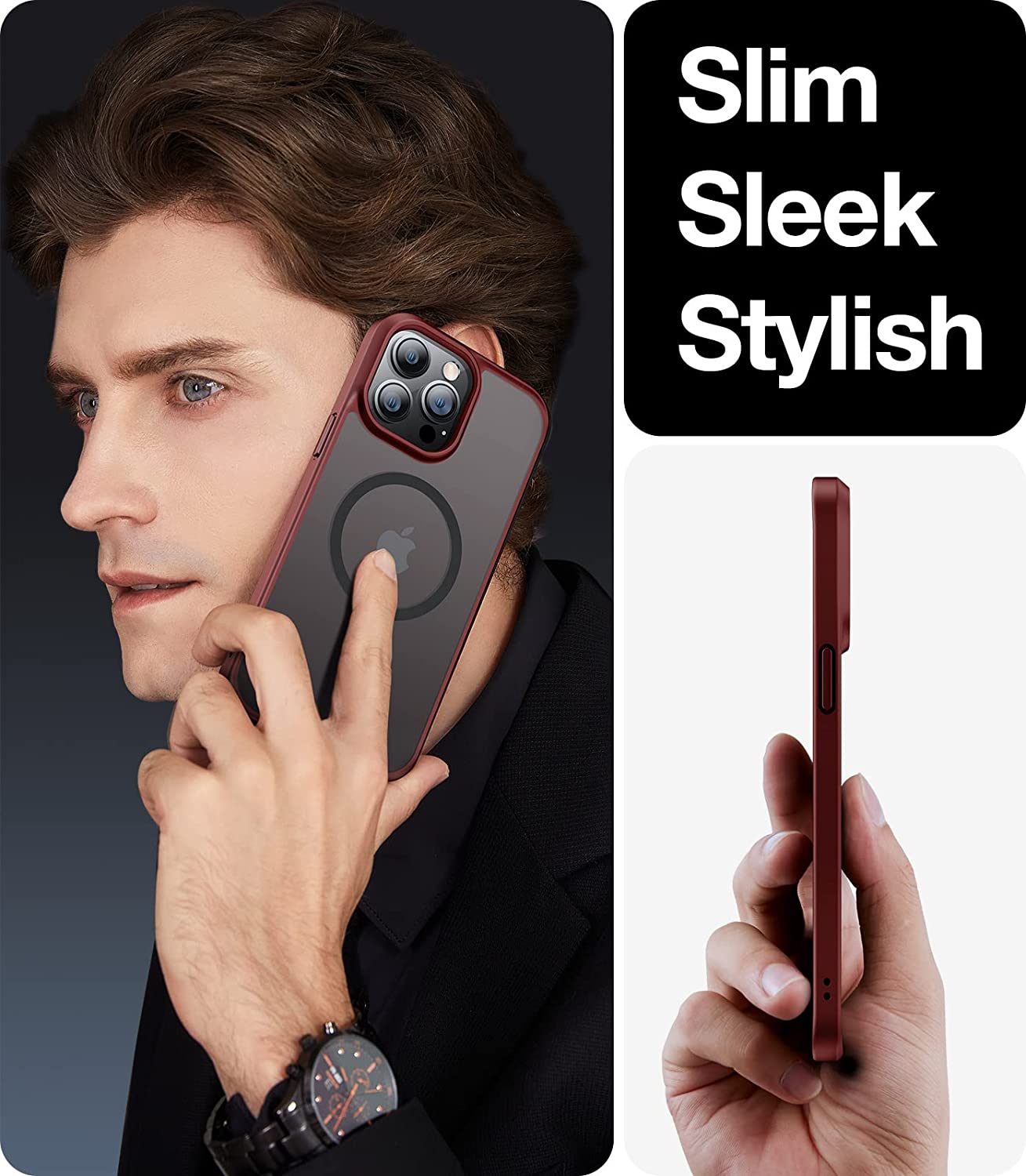 Venucases Silicone Magnetic Case for iPhone  Magsafe Case Silicone Phone Case with Microfiber Lining for iPhone 13 Pro Max 6.7 inch 2021,WineRed - Venucases