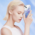 Venucases Purple iPhone  Case  Floating Liquid Quicksand Bling Sequin Glitter 3 in 1 Shockproof Hard PC Bumper Durable Full Body Protective Girls Women Cover-Clear - Venucases