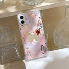 Venucases Pink Butterfly Phone Case Compatible with iPhone Case, Cute Venucases Phone Case, Pink Gradient Mirror Butterfly Phone Cover for Women Girls - Venucases