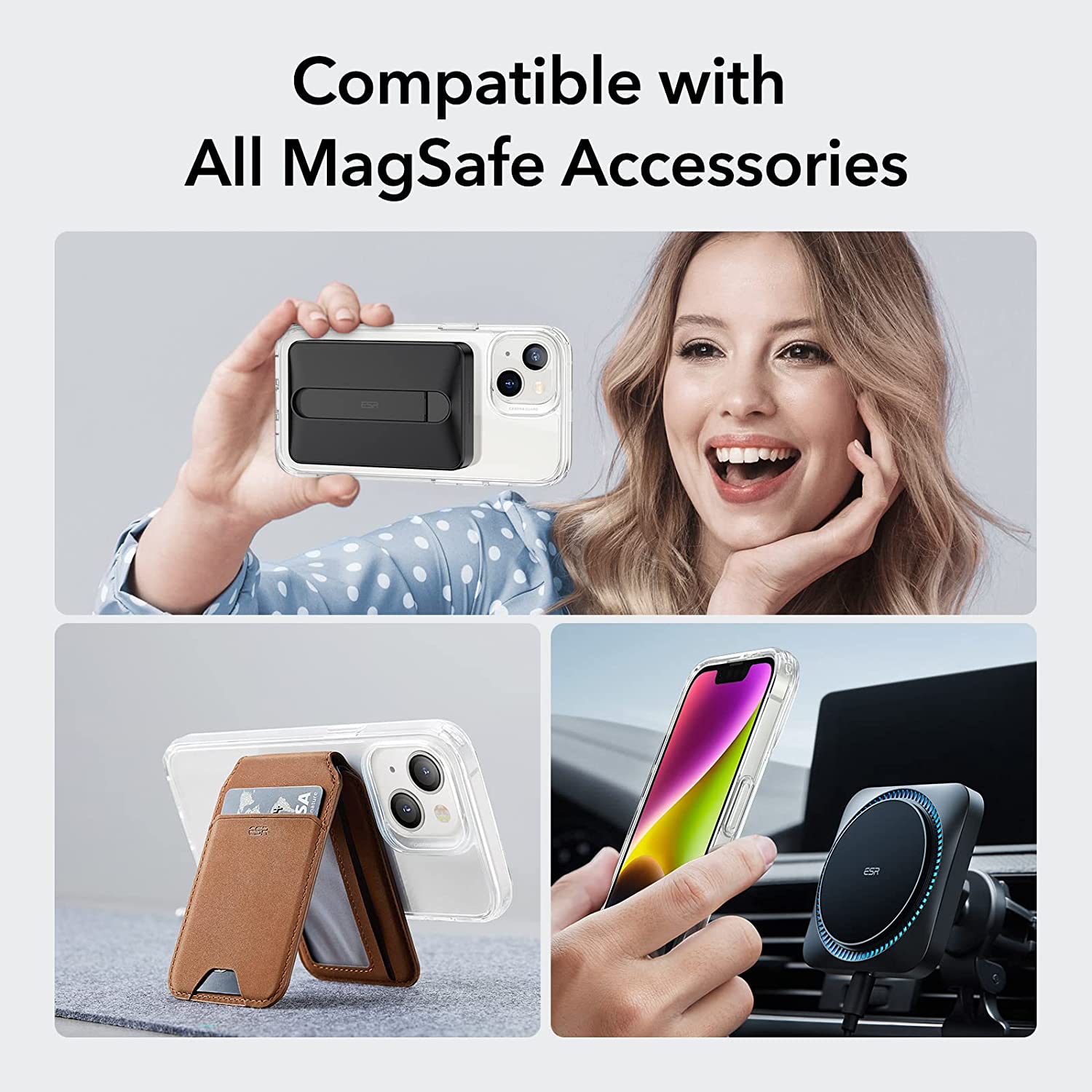 Venucases Classic Hybrid Magnetic Case, Compatible with iPhone  case , Compatible with MagSafe, Shockproof Military-Grade Protection, Scratch-Resistant Back, Clear - Venucases