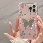 Venucases Pink Butterfly Phone Case Compatible with iPhone Case, Cute Venucases Phone Case, Pink Gradient Mirror Butterfly Phone Cover for Women Girls - Venucases