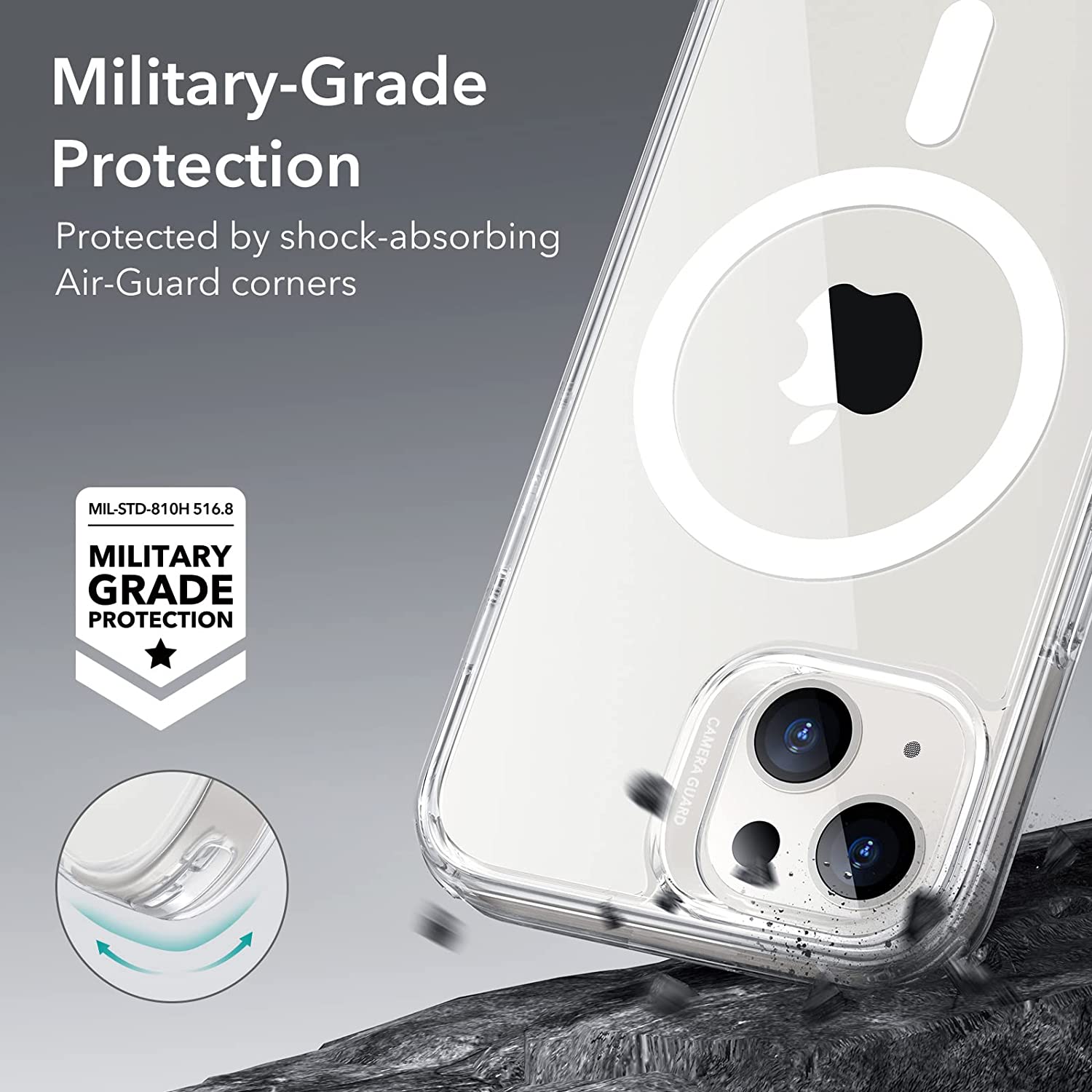 Venucases Classic Hybrid Magnetic Case, Compatible with iPhone  case , Compatible with MagSafe, Shockproof Military-Grade Protection, Scratch-Resistant Back, Clear - Venucases