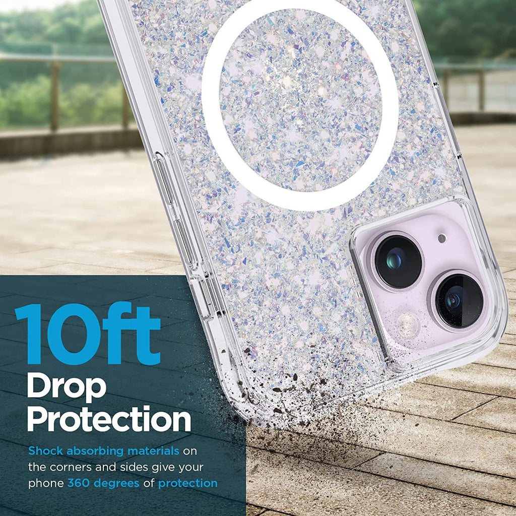 Venucases iPhone  Case -  [10FT Drop Protection] [Compatible with MagSafe] Magnetic Cover with Cute Bling Sparkle for iPhone , Shock Absorbent, Slim Fit - Venucases