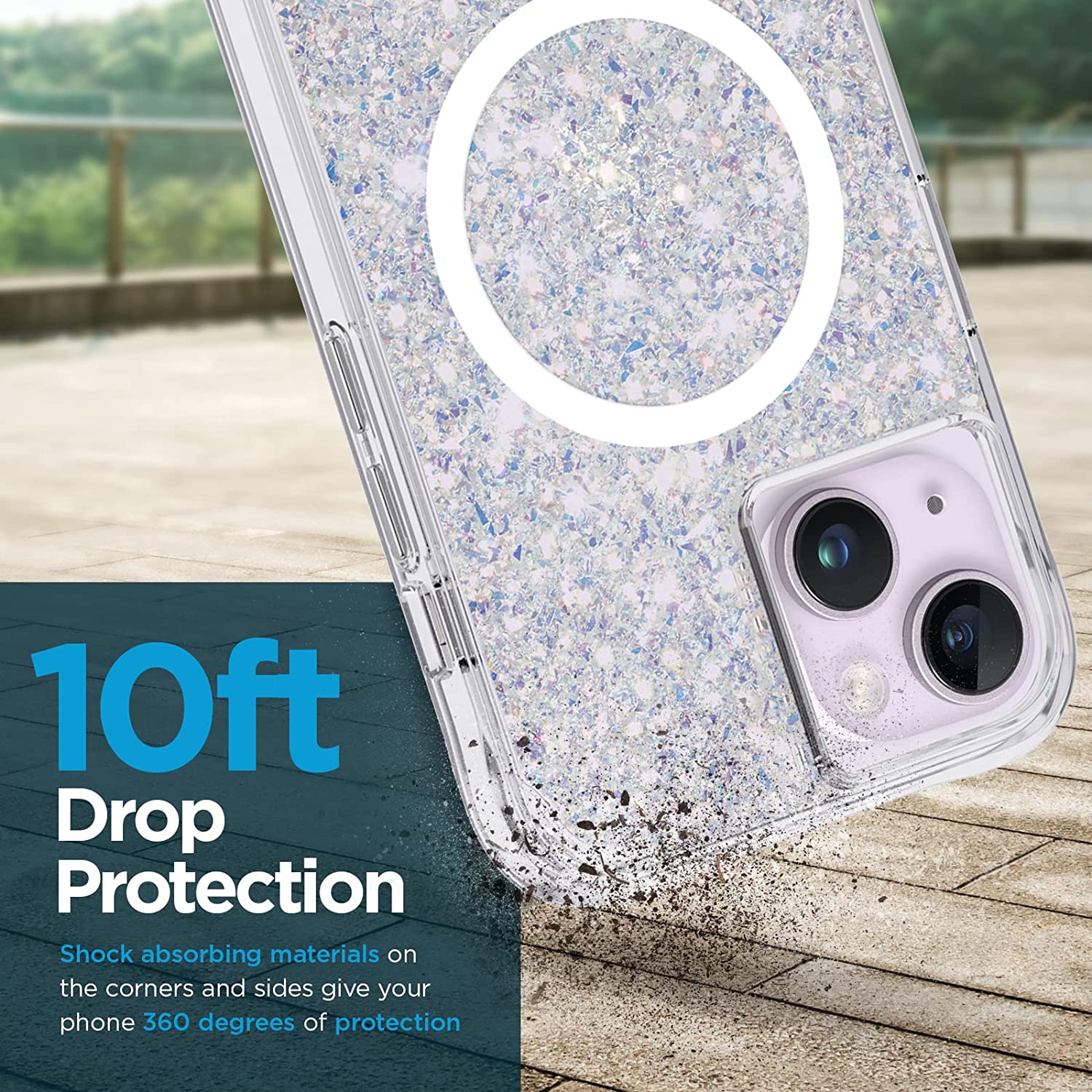 Venucases iPhone  Case -  [10FT Drop Protection] [Compatible with MagSafe] Magnetic Cover with Cute Bling Sparkle for iPhone , Shock Absorbent, Slim Fit - Venucases