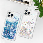 Venucases Blue iPhone  Case  Floating Liquid Quicksand Bling Sequin Glitter 3 in 1 Shockproof Hard PC Bumper Durable Full Body Protective Girls Women Cover-Clear - Venucases