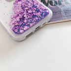 Venucases Purple iPhone  Case  Floating Liquid Quicksand Bling Sequin Glitter 3 in 1 Shockproof Hard PC Bumper Durable Full Body Protective Girls Women Cover-Clear - Venucases